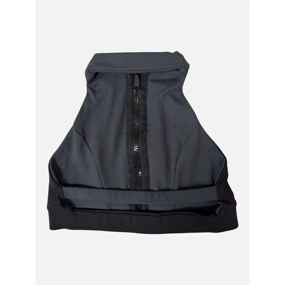 Jo+Jax Reversible Zip Front Dance Crop Top Black Gray Child M